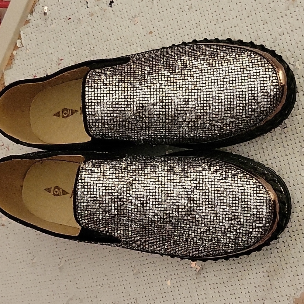 Jolimall Silver Glitter Platform Loafers